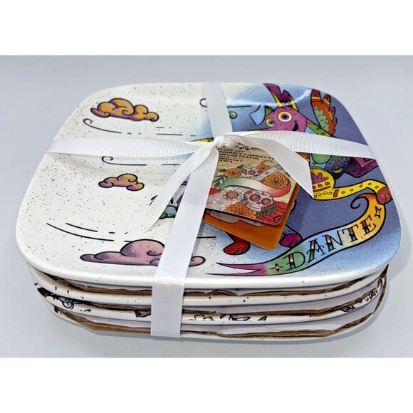 Disney Store Pixar Coco Miguel Día de los Muertos Plate Set Of 4 Dante, Pepita - Picture 9 of 12